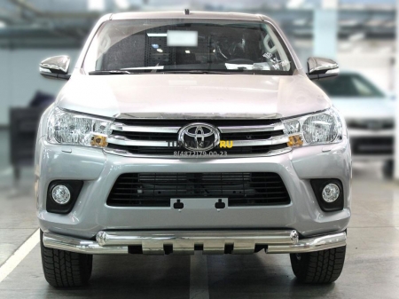 Toyota Hilux 2015-наст.вр.-Защита переднего бампера d-76 с доп.накладками